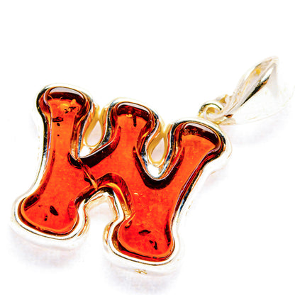 Baltic Amber Letter W Pendants handcrafted by Ana Silver Co - PD33108 - Photo 2