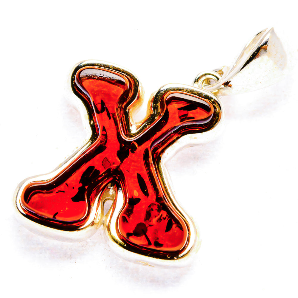 Baltic Amber Letter X Pendants handcrafted by Ana Silver Co - PD33109 - Photo 2