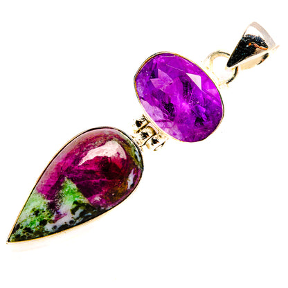 Ruby Zoisite Pendants handcrafted by Ana Silver Co - PD33120 - Photo 2