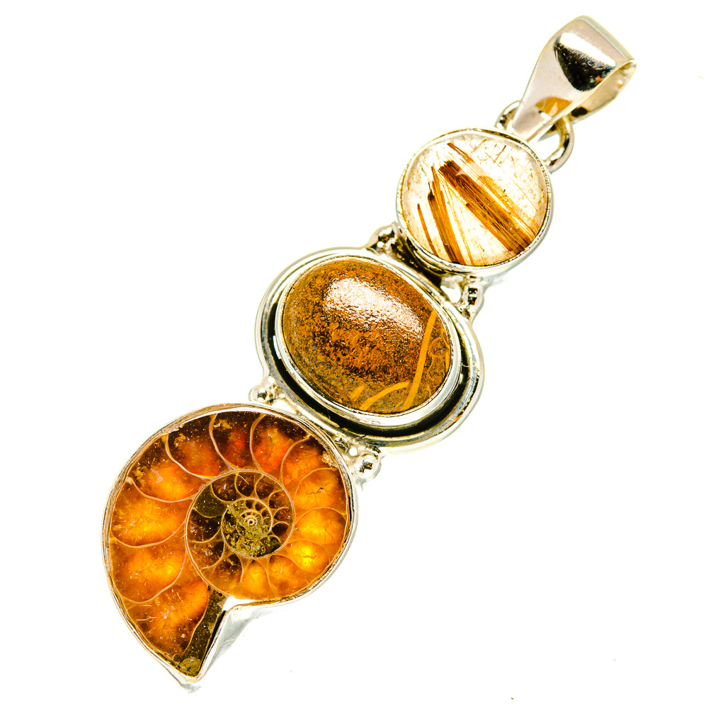 Ammonite Fossil Pendants handcrafted by Ana Silver Co - PD3317