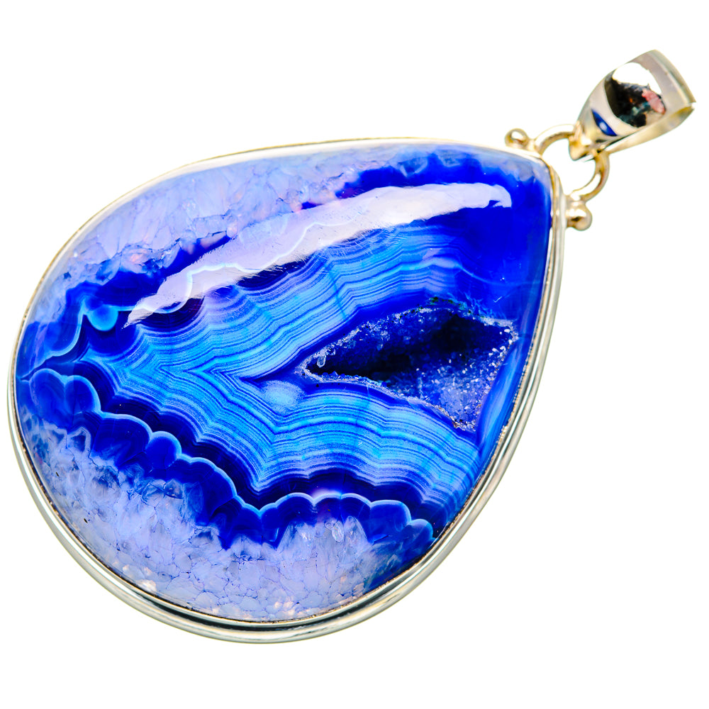 Blue Agate Window Druzy Pendants handcrafted by Ana Silver Co - PD33236 - Photo 2