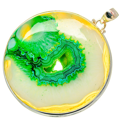 Green Agate Window Druzy Pendants handcrafted by Ana Silver Co - PD33241 - Photo 2