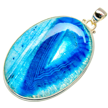 Blue Agate Window Druzy Pendants handcrafted by Ana Silver Co - PD33243 - Photo 2