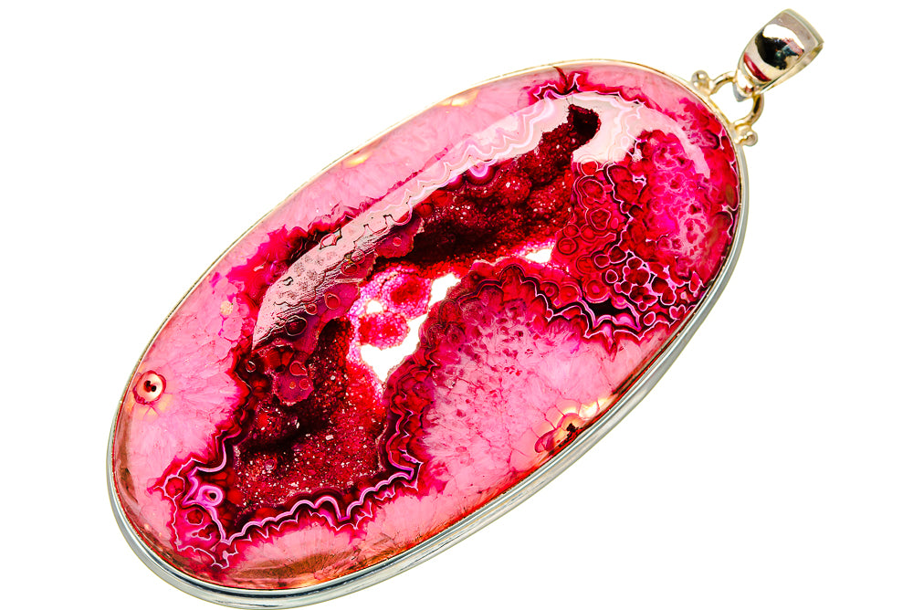 Pink Agate Window Druzy Pendants handcrafted by Ana Silver Co - PD33244 - Photo 2