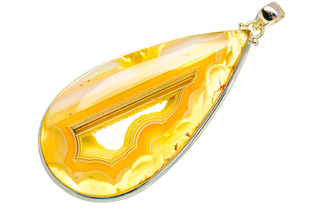 Yellow Agate Window Druzy Pendants handcrafted by Ana Silver Co - PD33245 - Photo 2
