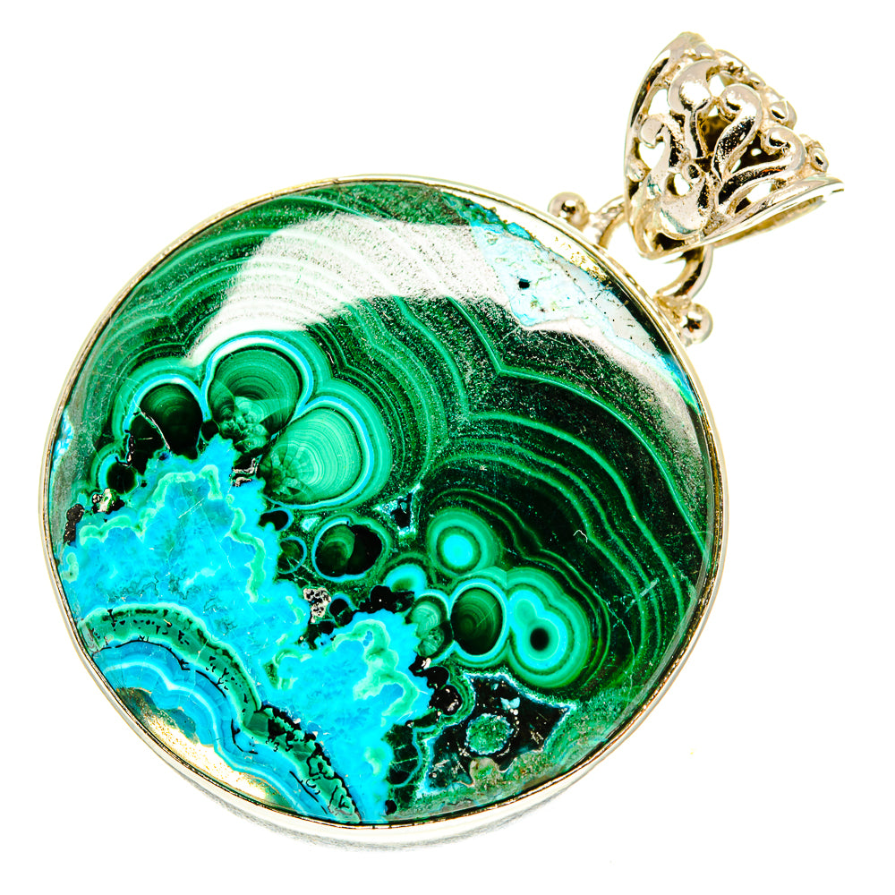 Malachite In Chrysocolla Pendants handcrafted by Ana Silver Co - PD3332