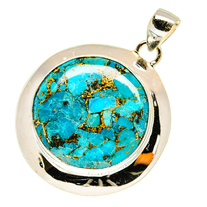 Blue Copper Composite Turquoise Pendants handcrafted by Ana Silver Co - PD3333