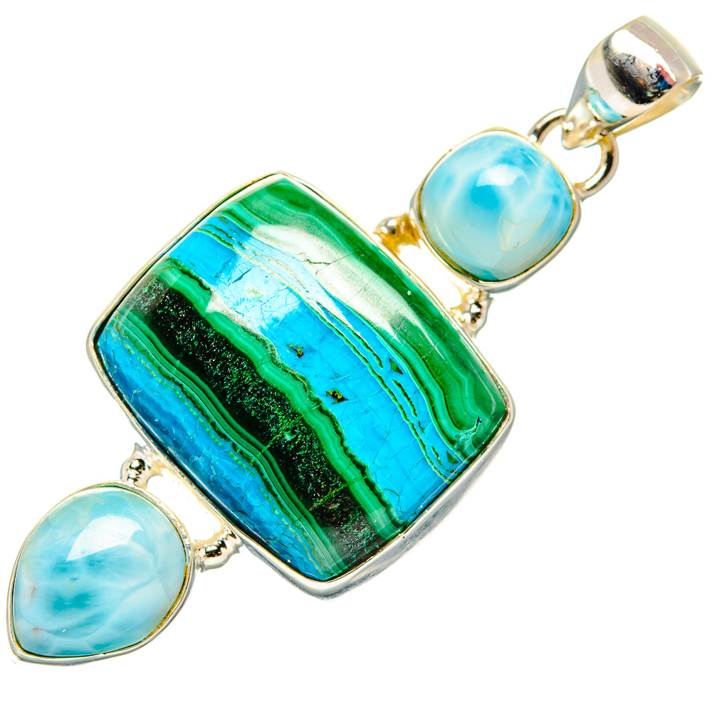 Malachite In Chrysocolla Pendants handcrafted by Ana Silver Co - PD33525 - Photo 2