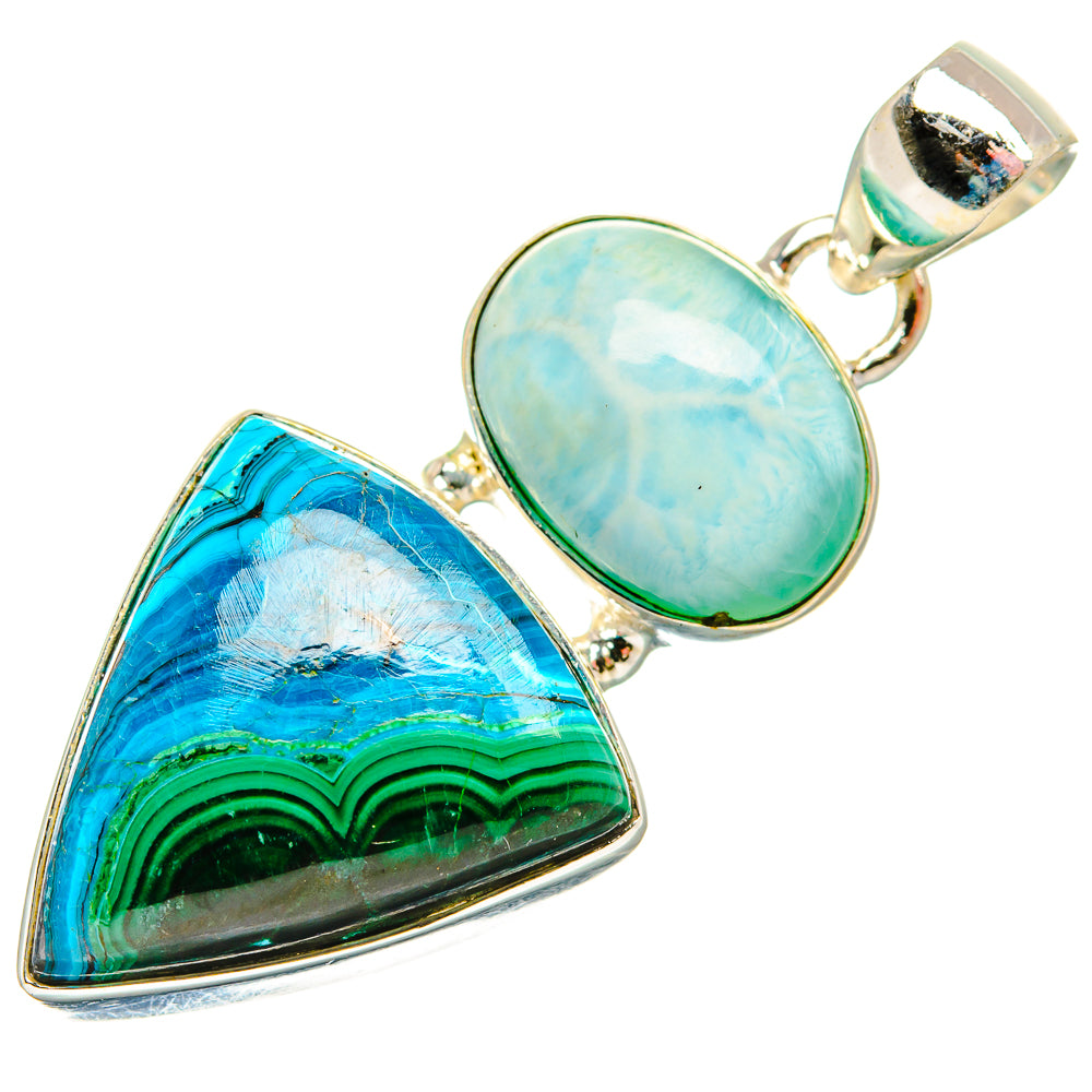 Malachite In Chrysocolla Pendants handcrafted by Ana Silver Co - PD33544 - Photo 2