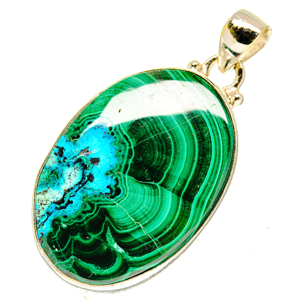 Malachite In Chrysocolla Pendants handcrafted by Ana Silver Co - PD3357