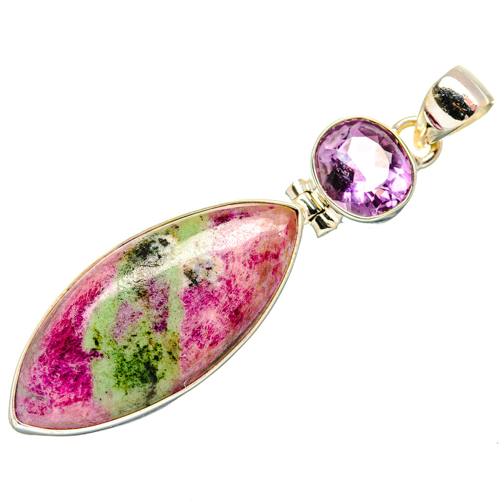 Ruby Zoisite Pendants handcrafted by Ana Silver Co - PD33632 - Photo 2