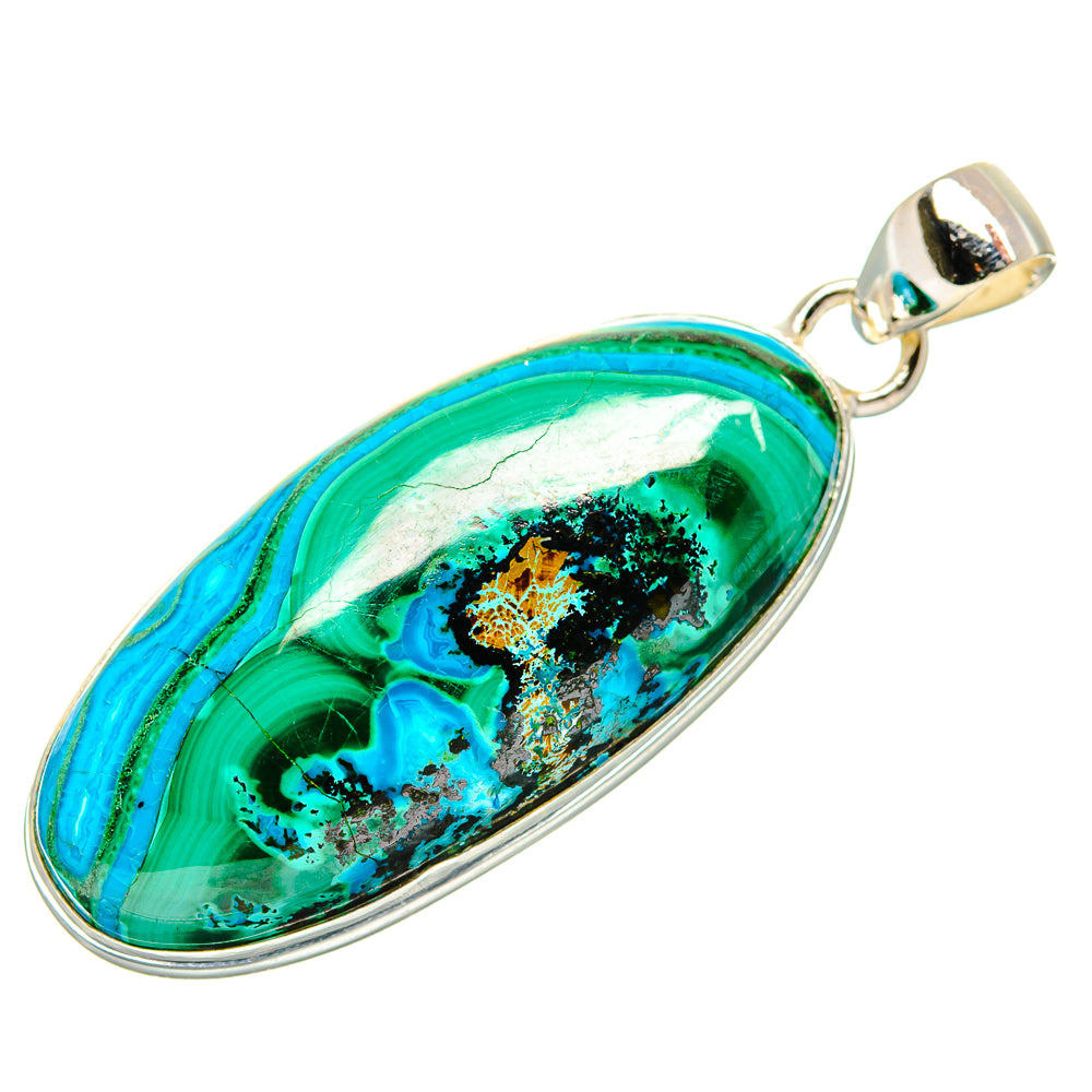 Malachite In Chrysocolla Pendants handcrafted by Ana Silver Co - PD33647 - Photo 2