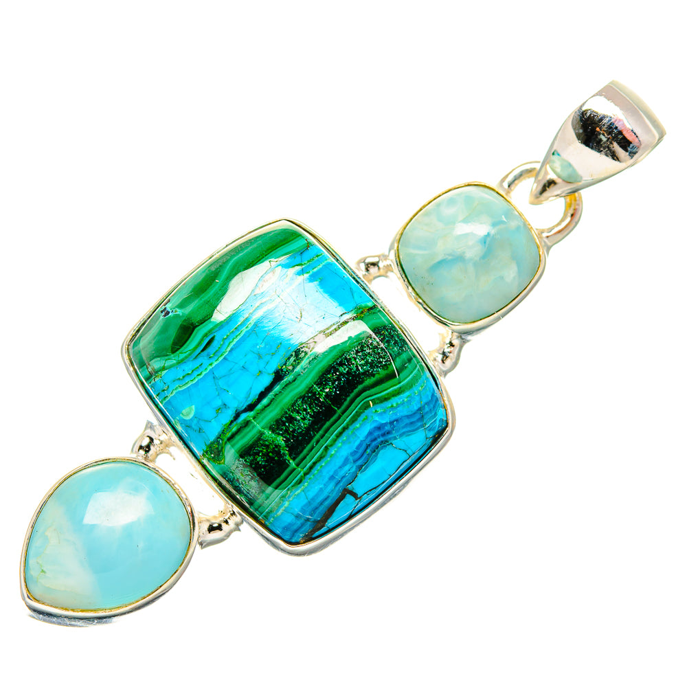 Malachite In Chrysocolla Pendants handcrafted by Ana Silver Co - PD33677 - Photo 2