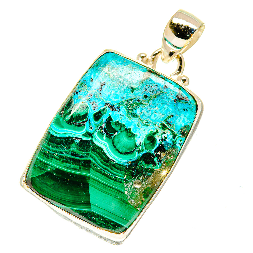 Malachite In Chrysocolla Pendants handcrafted by Ana Silver Co - PD3370