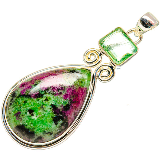 Ruby Zoisite Pendants handcrafted by Ana Silver Co - PD33734 - Photo 2