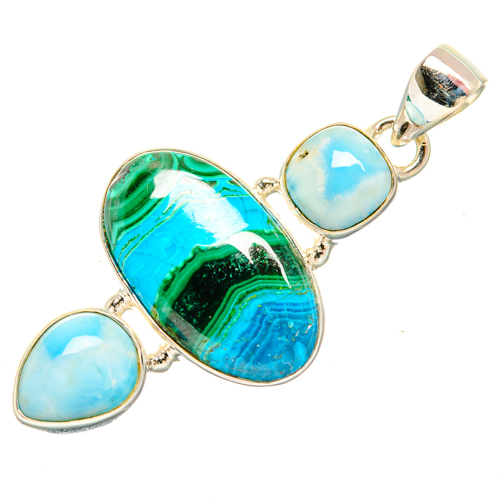 Malachite In Chrysocolla Pendants handcrafted by Ana Silver Co - PD33758 - Photo 2