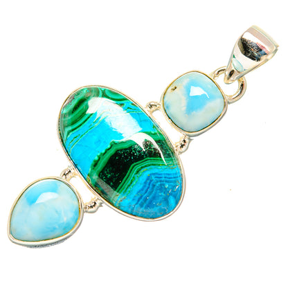 Malachite In Chrysocolla Pendants handcrafted by Ana Silver Co - PD33758 - Photo 2