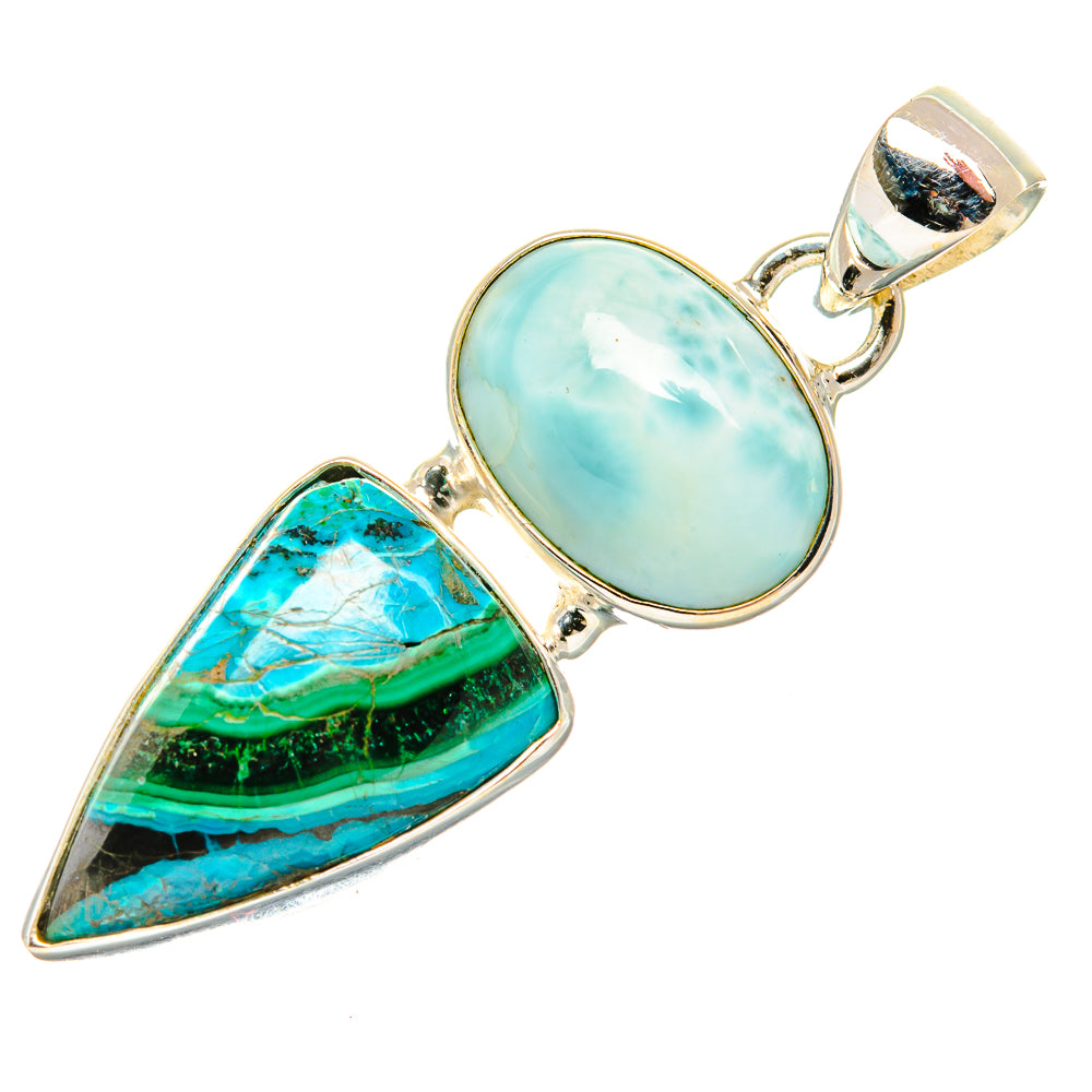 Malachite In Chrysocolla Pendants handcrafted by Ana Silver Co - PD33837 - Photo 2
