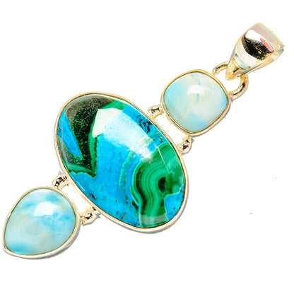 Malachite In Chrysocolla Pendants handcrafted by Ana Silver Co - PD33861 - Photo 2