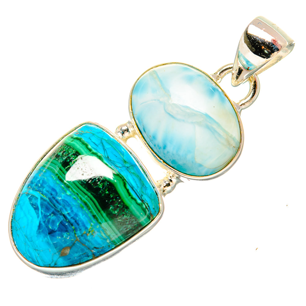 Malachite In Chrysocolla Pendants handcrafted by Ana Silver Co - PD33863 - Photo 2