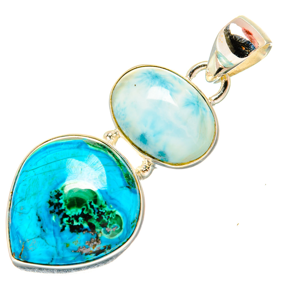 Malachite In Chrysocolla Pendants handcrafted by Ana Silver Co - PD33865 - Photo 2