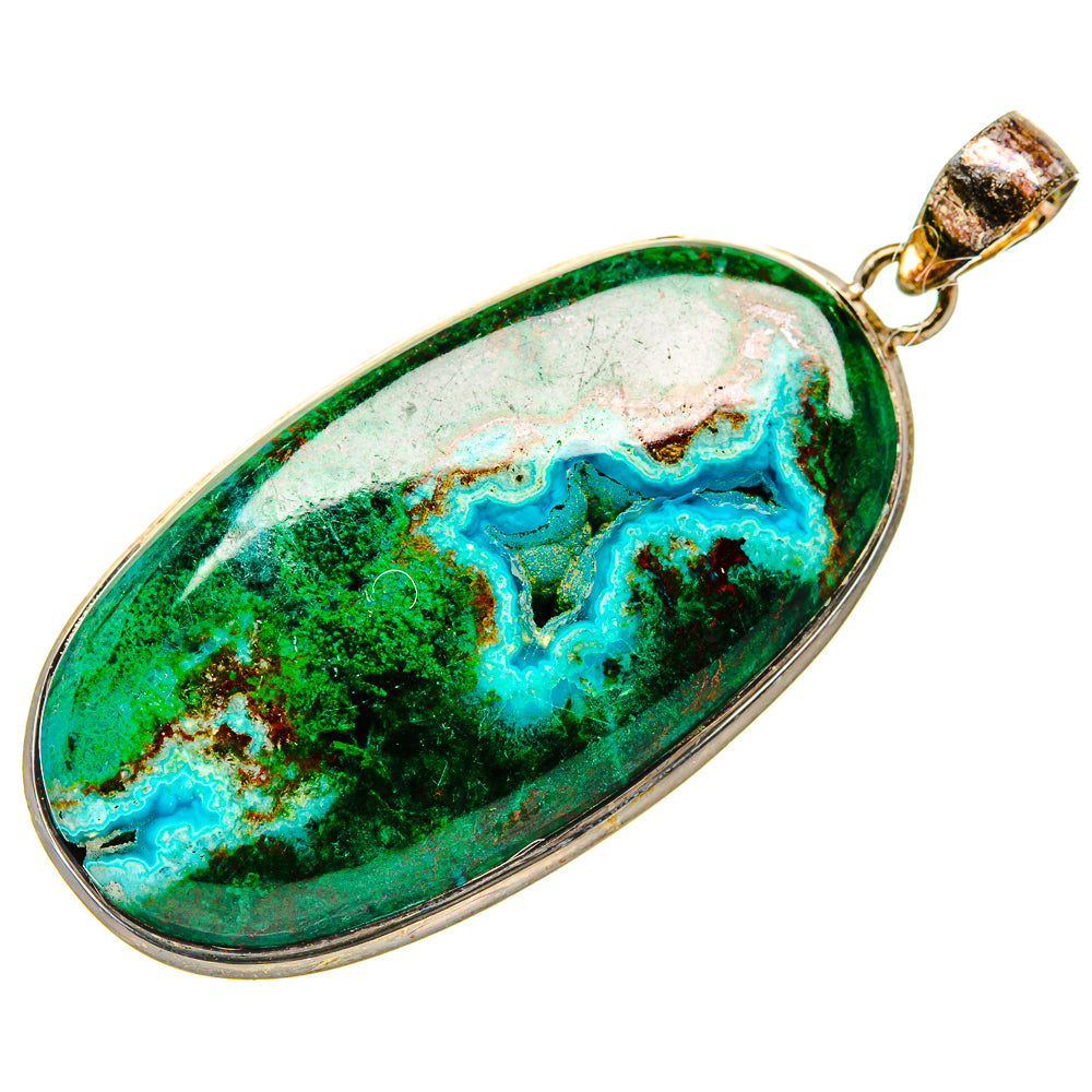 Malachite In Chrysocolla Pendants handcrafted by Ana Silver Co - PD33973 - Photo 2
