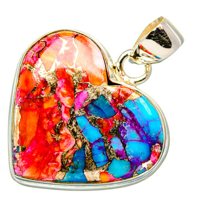 Kingman Pink Dahlia Turquoise Pendants handcrafted by Ana Silver Co - PD33982 - Photo 2