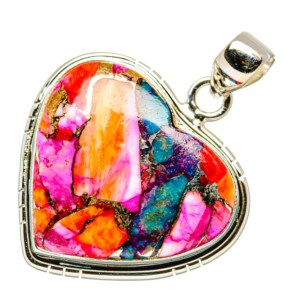 Kingman Pink Dahlia Turquoise Pendants handcrafted by Ana Silver Co - PD33990 - Photo 2