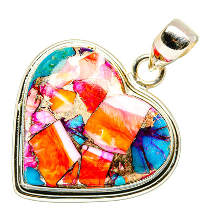 Kingman Pink Dahlia Turquoise Pendants handcrafted by Ana Silver Co - PD33997 - Photo 2