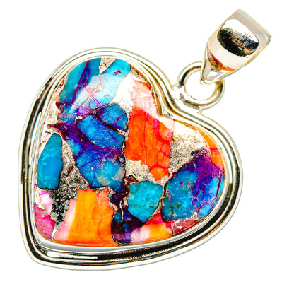 Kingman Pink Dahlia Turquoise Pendants handcrafted by Ana Silver Co - PD34032 - Photo 2