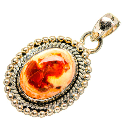 Mexican Fire Opal Pendants handcrafted by Ana Silver Co - PD34056 - Photo 2