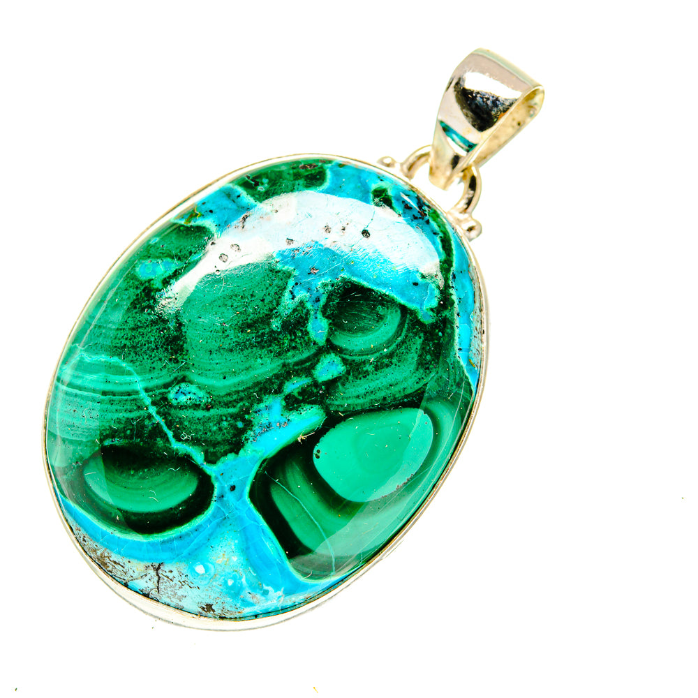 Malachite In Chrysocolla Pendants handcrafted by Ana Silver Co - PD3407