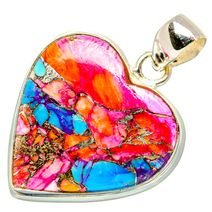 Kingman Pink Dahlia Turquoise Pendants handcrafted by Ana Silver Co - PD34104 - Photo 2