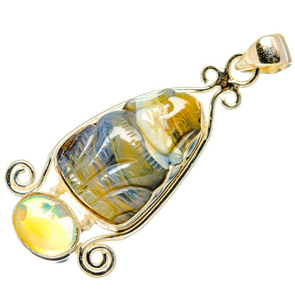 Boulder Opal Pendants handcrafted by Ana Silver Co - PD34106 - Photo 2