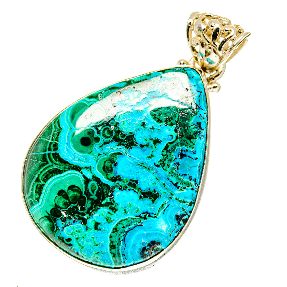 Malachite In Chrysocolla Pendants handcrafted by Ana Silver Co - PD3413