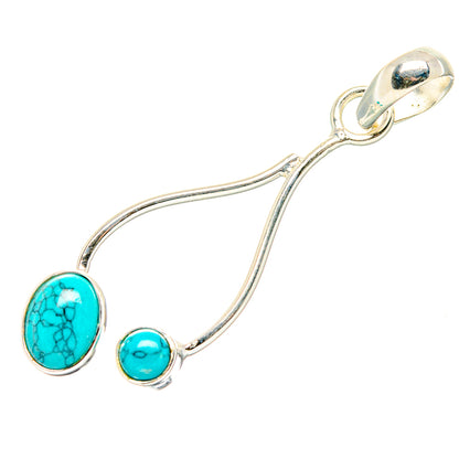 Sterling silver howlite pendant with two round turquoise cabochons