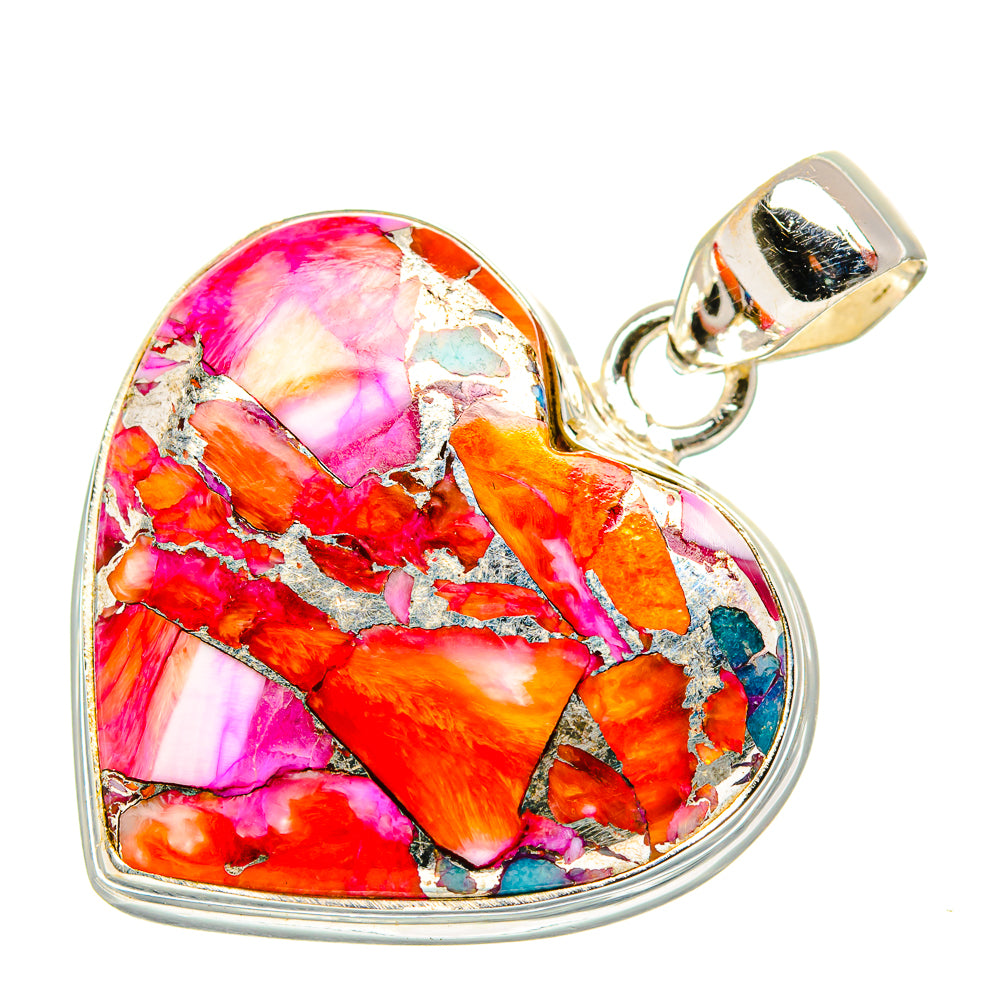 Kingman Pink Dahlia Turquoise Pendants handcrafted by Ana Silver Co - PD34185 - Photo 2
