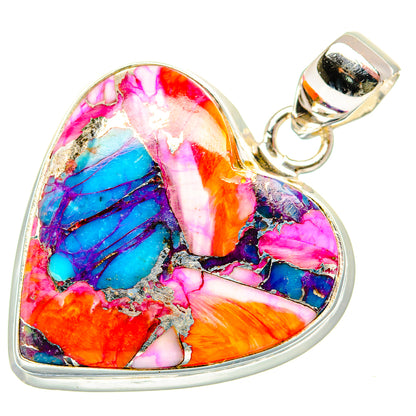 Kingman Pink Dahlia Turquoise Pendants handcrafted by Ana Silver Co - PD34186 - Photo 2