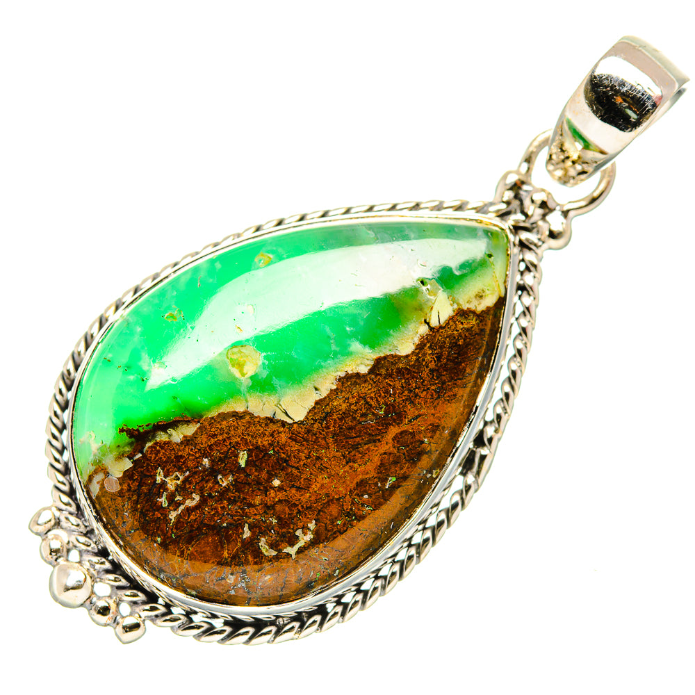 Boulder Chrysoprase Pendants handcrafted by Ana Silver Co - PD34187 - Photo 2