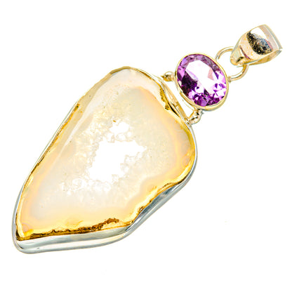 White Geode Slice Pendants handcrafted by Ana Silver Co - PD34188 - Photo 2