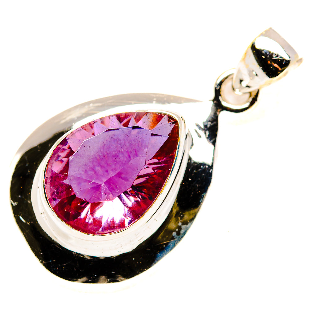Teardrop alexandrite pendant with pink-violet faceted stone in sterling silver frame