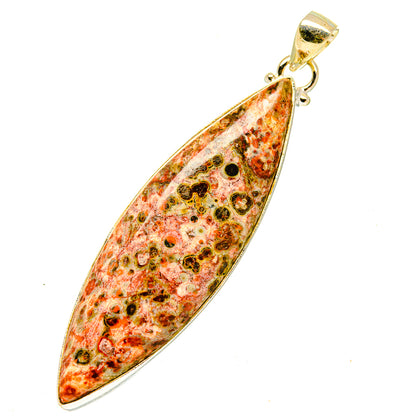 Teardrop poppy jasper gemstone pendant with gold-toned bail and loop, hinged top