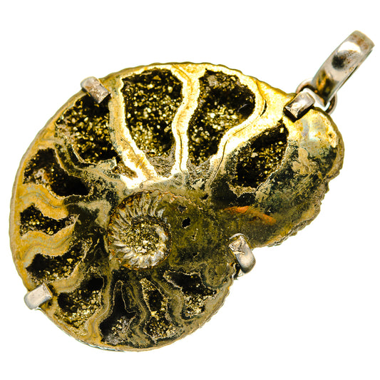 Pyrite Fossil Pendants handcrafted by Ana Silver Co - PD34288 - Photo 2