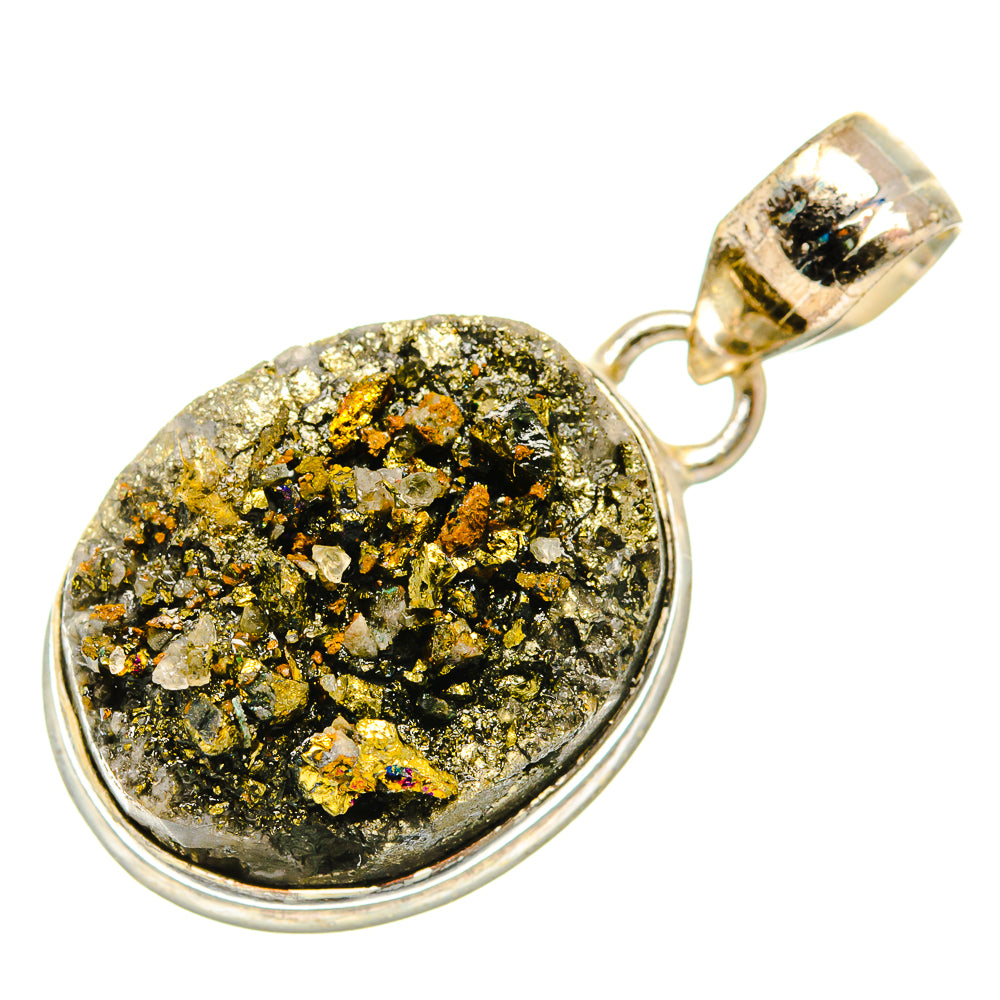 Spectro Pyrite Druzy Pendants handcrafted by Ana Silver Co - PD34318 - Photo 2