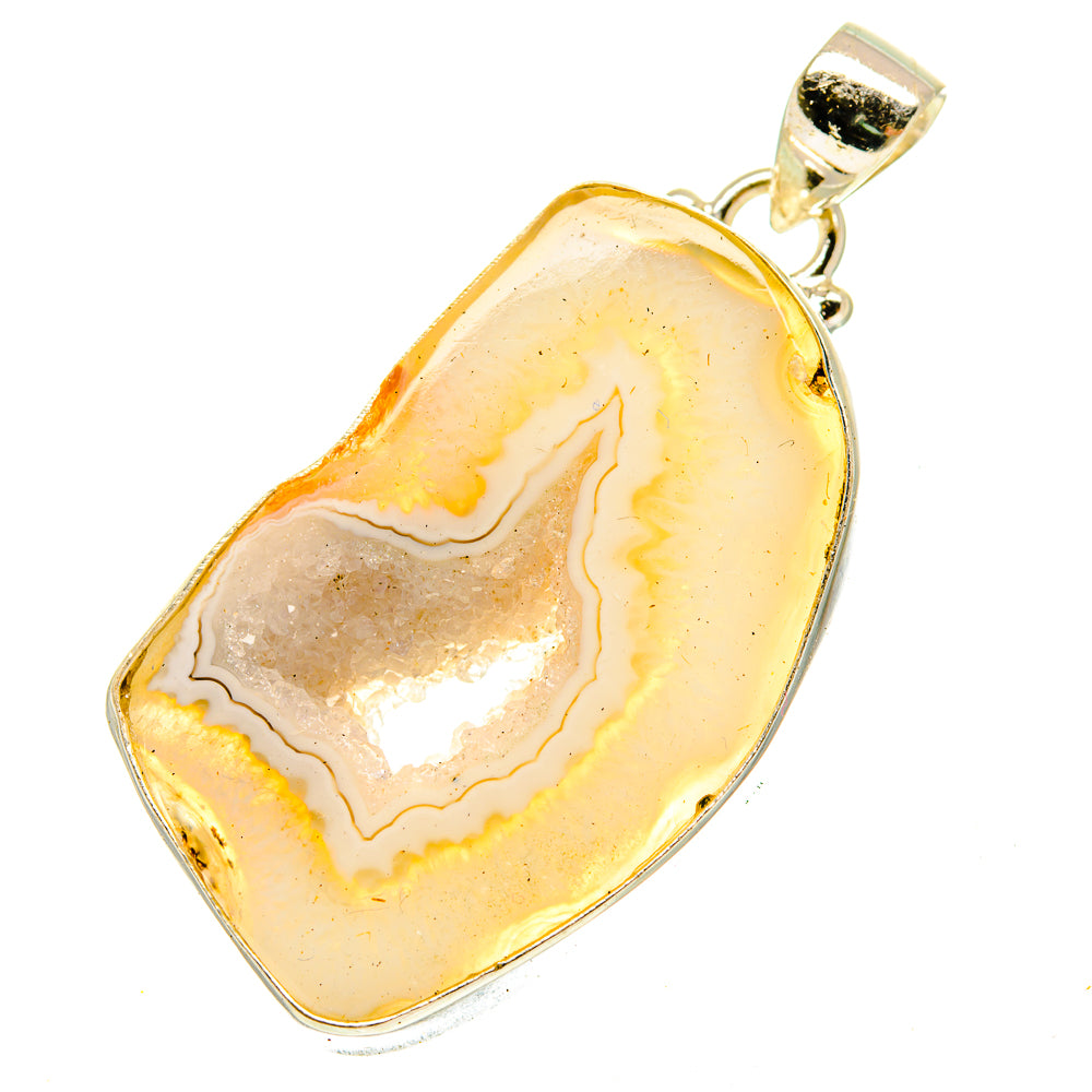 White Geode Slice Pendants handcrafted by Ana Silver Co - PD3434
