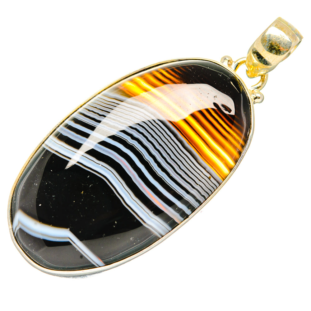 Black Botswana Agate Pendants handcrafted by Ana Silver Co - PD34368 - Photo 2