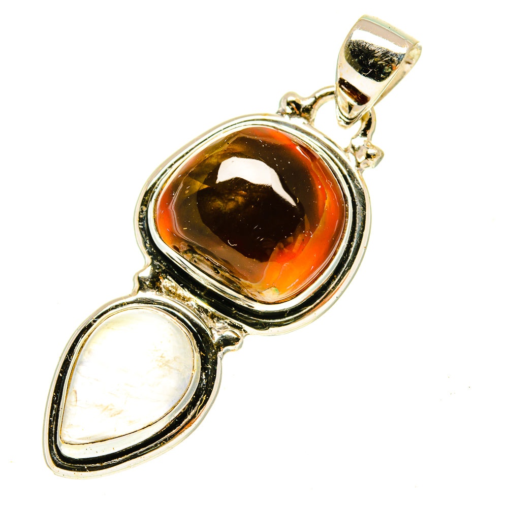 Mexican Fire Agate Pendants handcrafted by Ana Silver Co - PD3437