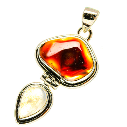 Mexican Fire Agate Pendants handcrafted by Ana Silver Co - PD3438