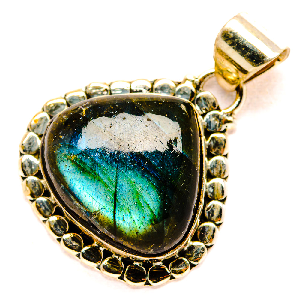 925 sterling silver labradorite pendant, oval cabochon with beaded bezel and bail