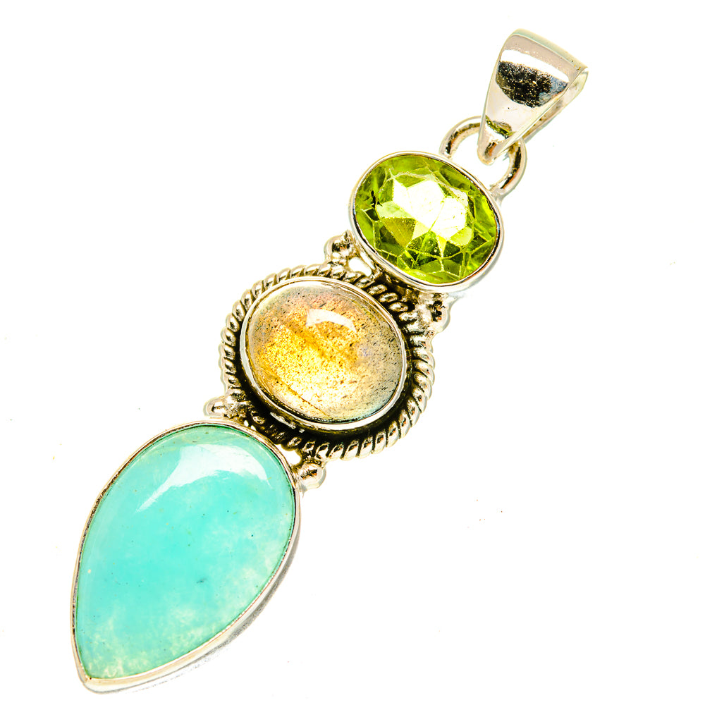 Peruvian Amazonite Pendants handcrafted by Ana Silver Co - PD3446